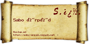 Sabo Árpád névjegykártya